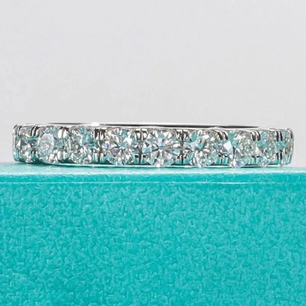 Certified 2~3 ct. t.w. 3mm Moissanite Diamond Full Eternity Band Ring NEW